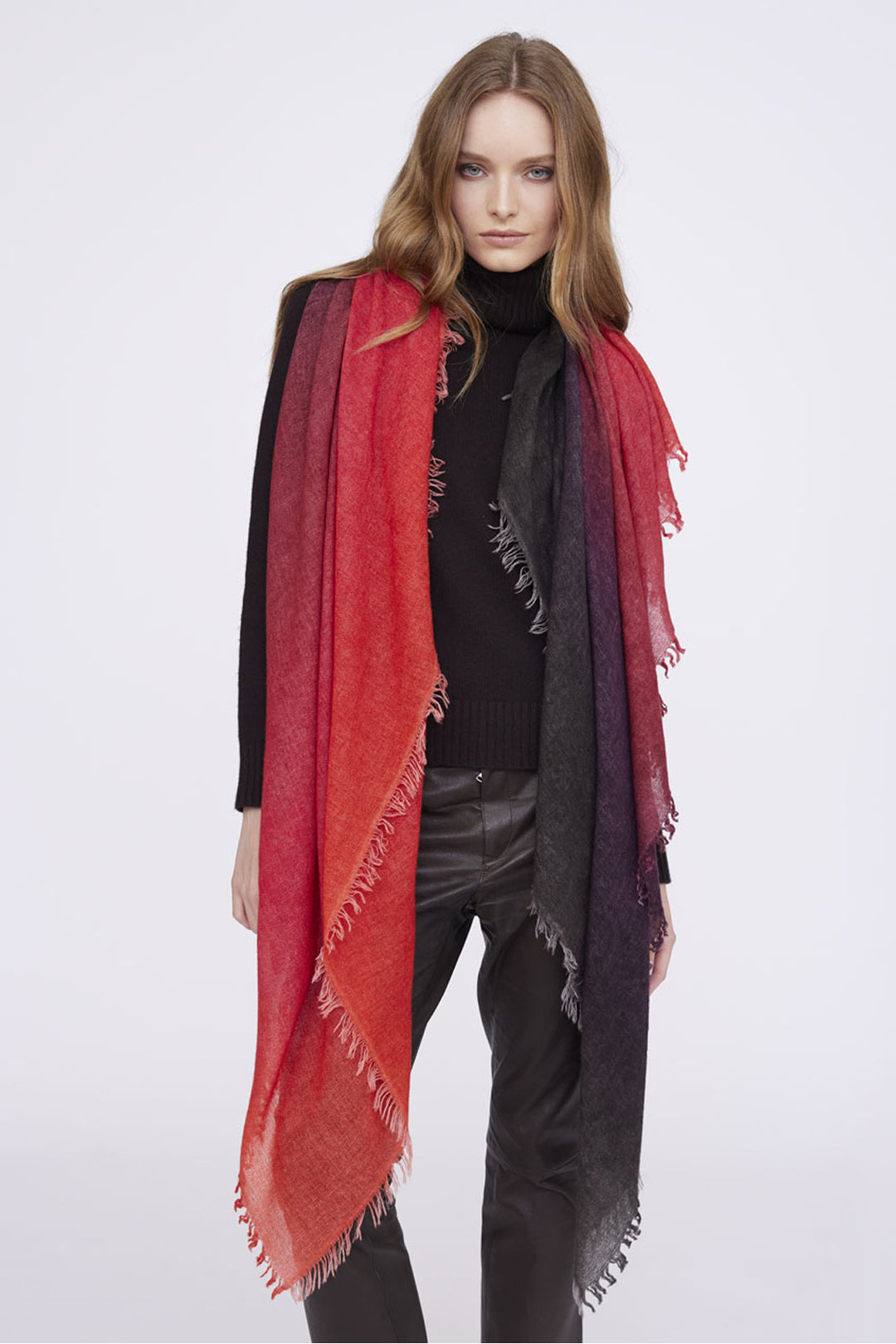 FALIERO SARTI DEGRADÉ SQUARE SCARF IN WOOL AND SILK BLEND | KRISSY