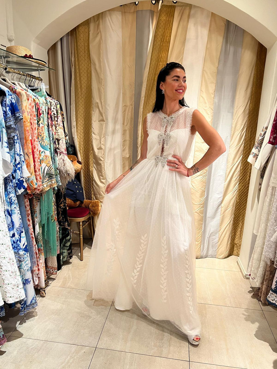 SALONI CAMILLE TULLE TIERED MIDI-DRESS – MaruschkadeMargo