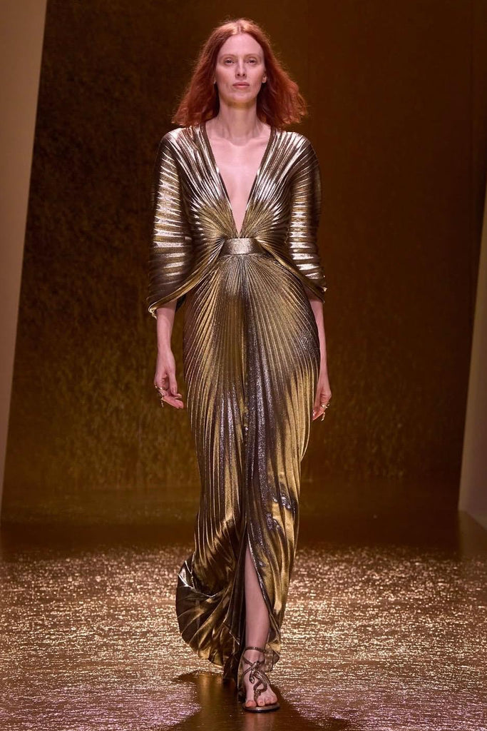 ROBERTO CAVALLI GOLD LAME MAXI DRESS – MaruschkadeMargo