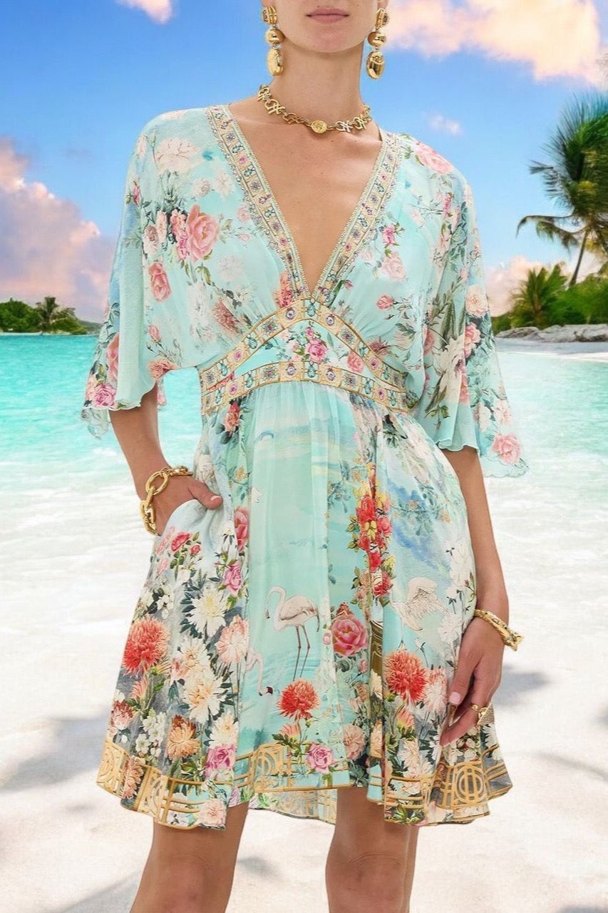 Marmo-Print Silk-Twill Kaftan