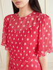 SALONI VIDA E RUFFLED POLKA DOT SILK BLEND CREPON MIDI DRESS