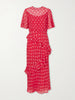 SALONI VIDA E RUFFLED POLKA DOT SILK BLEND CREPON MIDI DRESS