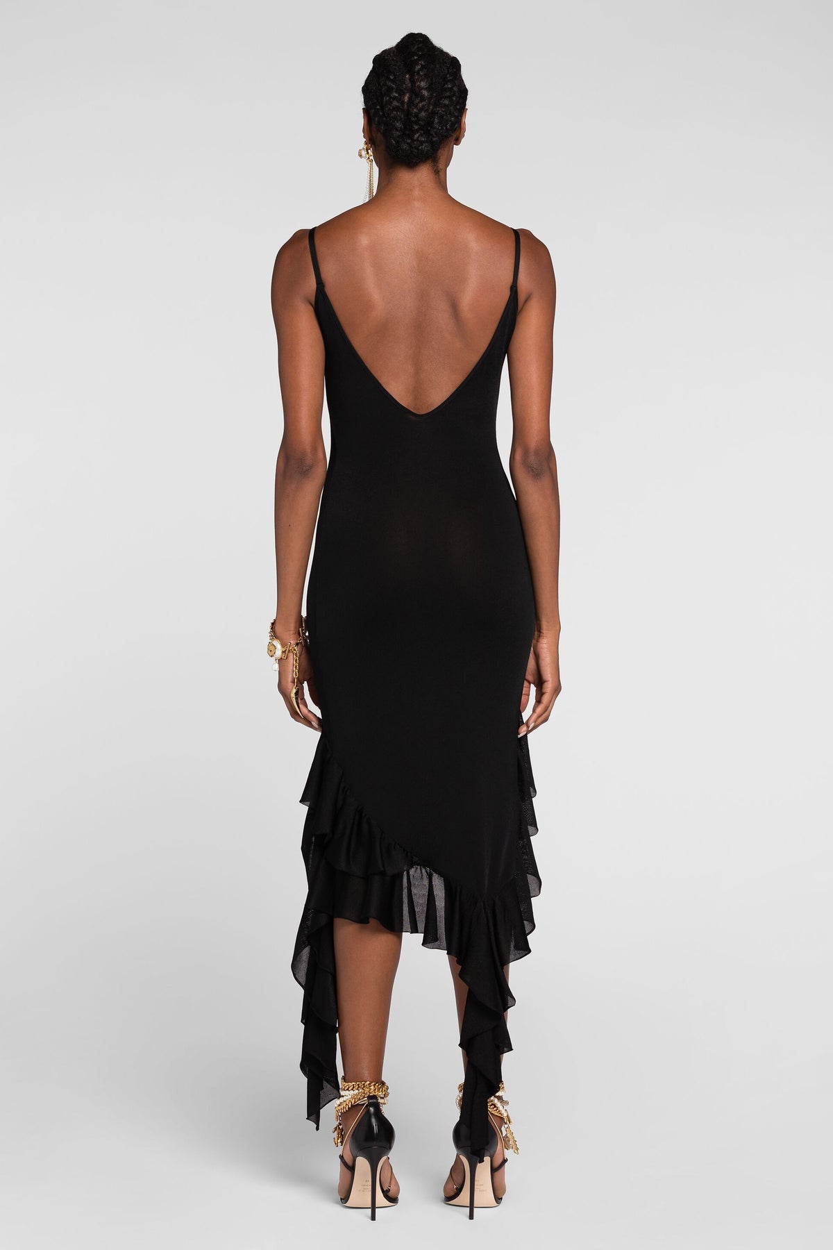 ROBERTO CAVALLI RUFFLED ASYMMETRIC PLUNGE DRESS MaruschkadeMargo ROBERTO CAVALLI RUFFLED ASYMMETRIC PLUNGE DRESS MaruschkadeMargo