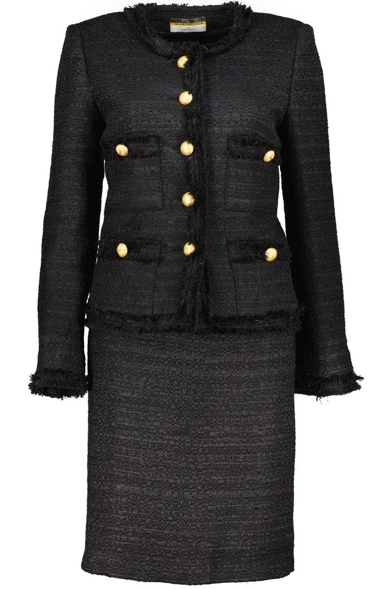 MARUSCHKA DE MARGO TWEED BLACK LIGHTWEIGHT FITTED JACKET – MaruschkadeMargo